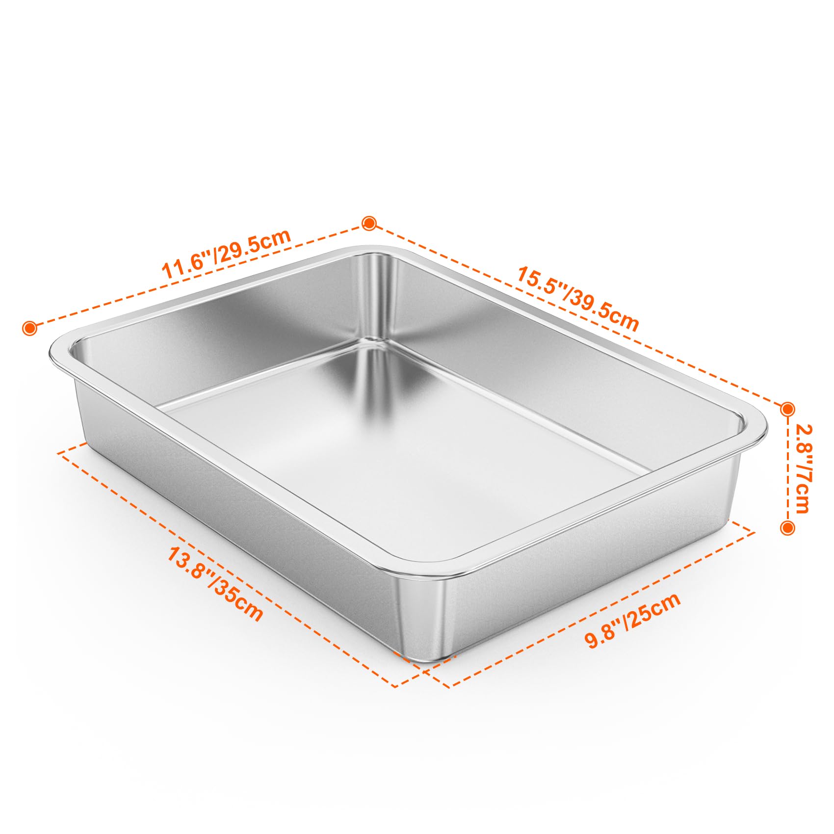 Onlyfire Stainless Steel Baking Pan Barbeque Grilling Pan for Baking Breads, Grilling Chicken, Vegetables,15.5" X 11.6" X 2.8"