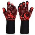 Comsmart BBQ Gloves, 1472 Degree F Heat Resistant Grilling Gloves Silicone Non-Slip Oven Gloves Long Kitchen Gloves for Barbecue, Cooking, Baking, Cutting, Red