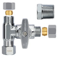 YUHX Brass Angle Stop Add-A-Tee Valve for TOTO Washlet Bidet and Handheld Sprayer, 3/8 Compression Connector 3 Way Diverter 3/8" x3/8" x3/8" or 1/2" Toilet T Adapter