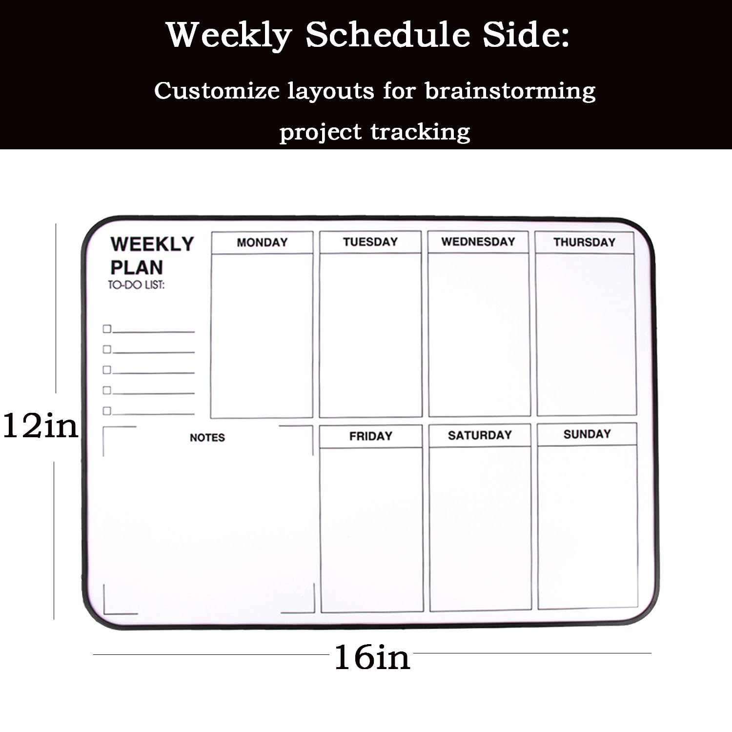 Double Sided Weekly Dry Erase Board with Stand - 16"x12" Double-Sided Magnetic Whiteboard Dry Erase Calendar with Stand for and Desktop, Portable Calendar Whiteboard for Drawing, Writing, Planning