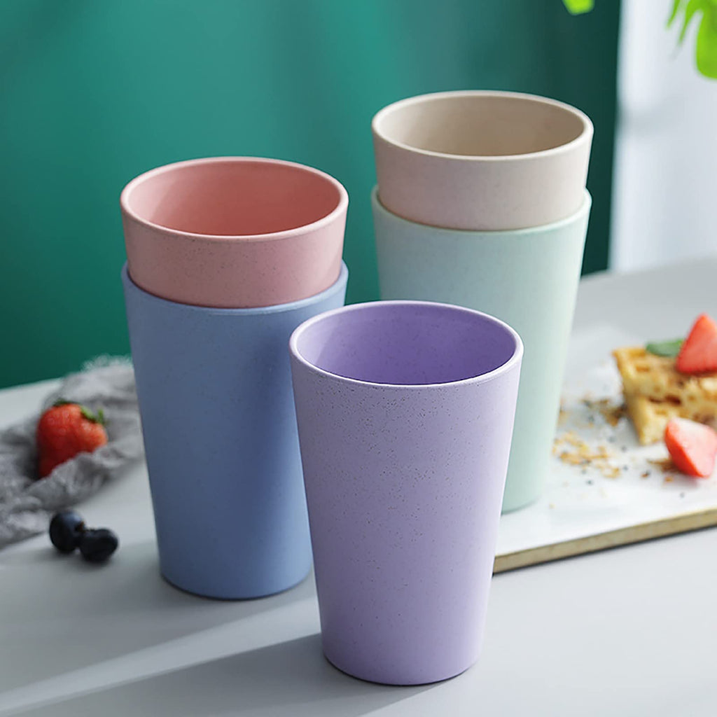 WUWEOT 10 Pack Unbreakable Wheat Straw Cup, 21 OZ Reusable Drinking Cup Tumbler Water Mugs for Parties, Events, Marketing, Weddings, DIY Projects or BBQ Picnics, BPA-Free Dishwasher Safe