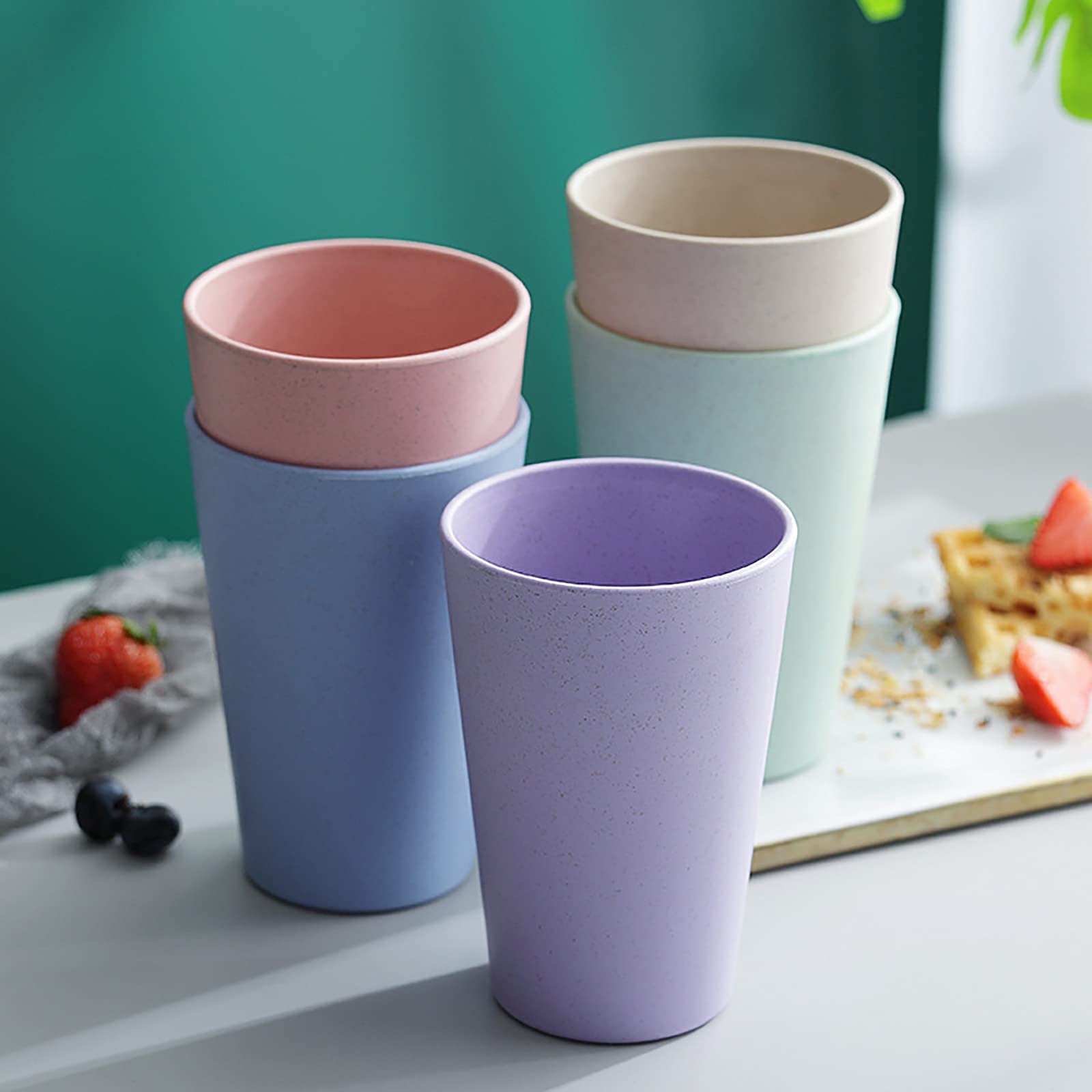 WUWEOT 10 Pack Unbreakable Wheat Straw Cup, 21 OZ Reusable Drinking Cup Tumbler Water Mugs for Parties, Events, Marketing, Weddings, DIY Projects or BBQ Picnics, BPA-Free Dishwasher Safe