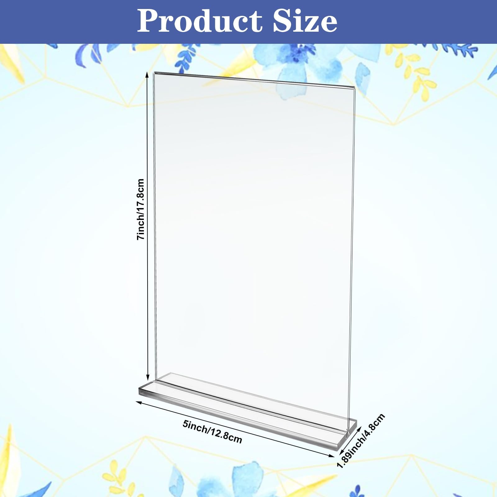 GANGBARU 10 Pack 5 x 7 Inch Acrylic Sign Holder Clear Double Sided Vertical Display Stand T Shape Flyer Menu Brochure Paper Holders for Restaurant Wedding School Hotel Tabletop