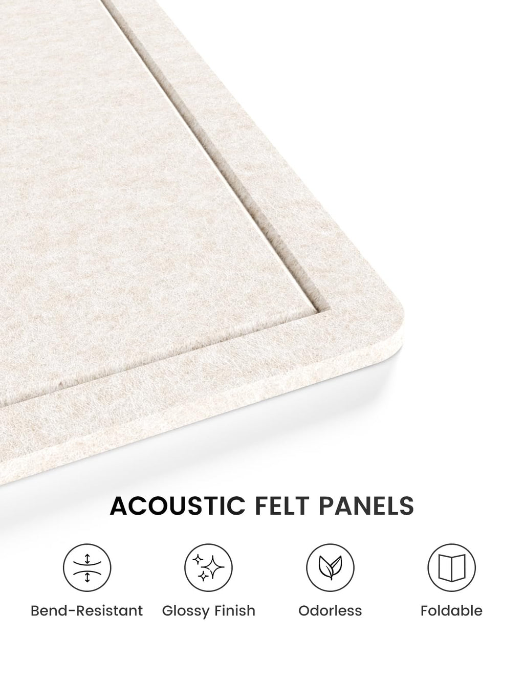 Fluxynara Bulletin Board, 23.6" x 17.5" Cork Board Alternative with 12 Safe Removable Adhesive Tabs, Foldable Felt Pin Board for Home Office, Classroom, Bedroom,Entryway for Walls— Oatmeal