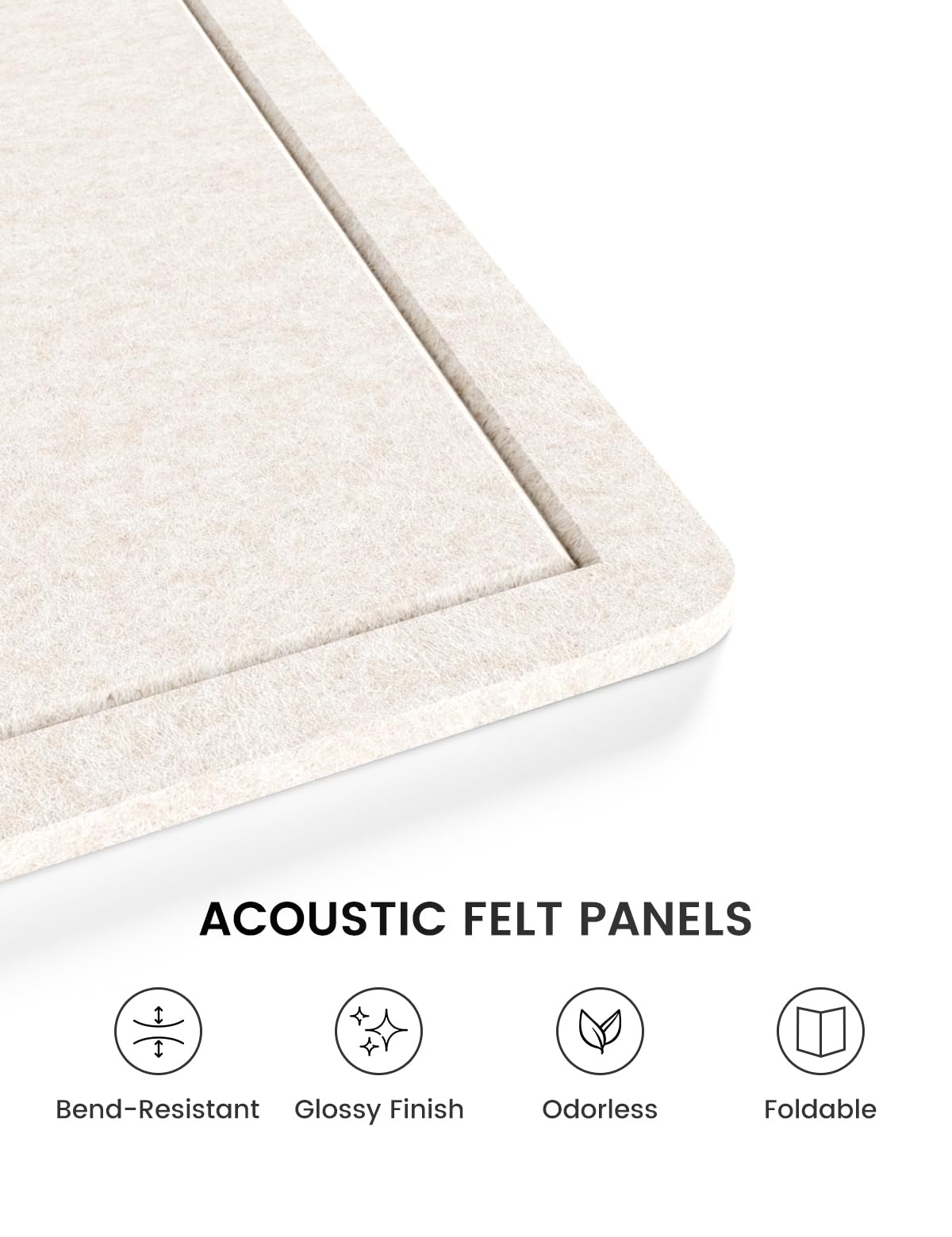 Fluxynara Bulletin Board, 23.6" x 17.5" Cork Board Alternative with 12 Safe Removable Adhesive Tabs, Foldable Felt Pin Board for Home Office, Classroom, Bedroom,Entryway for Walls— Oatmeal