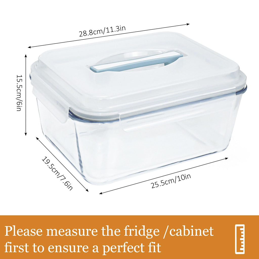 200oz/26cup Large Glass Storage Containers with Lids, Big Rectangular Airtight Food Containers for Rotisserie Chicken Meal Prep Turkey Watermelon Potluck, XL Extra Large Freezer Safe Container