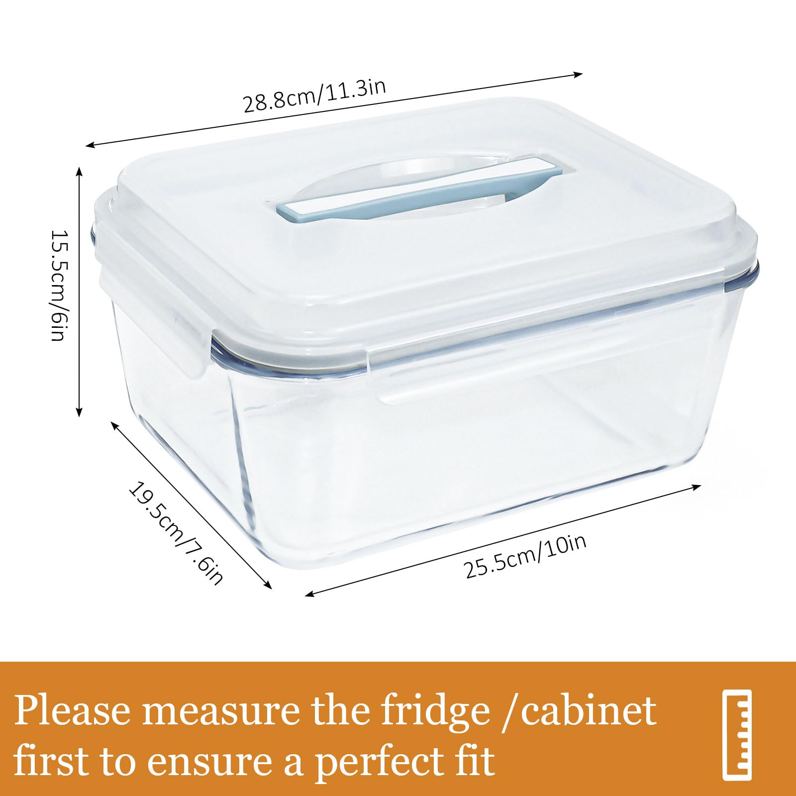 200oz/26cup Large Glass Storage Containers with Lids, Big Rectangular Airtight Food Containers for Rotisserie Chicken Meal Prep Turkey Watermelon Potluck, XL Extra Large Freezer Safe Container