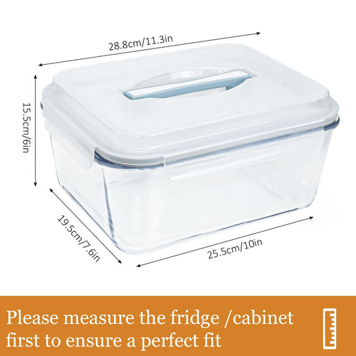 200oz/26cup Large Glass Storage Containers with Lids, Big Rectangular Airtight Food Containers for Rotisserie Chicken Meal Prep Turkey Watermelon Potluck, XL Extra Large Freezer Safe Container