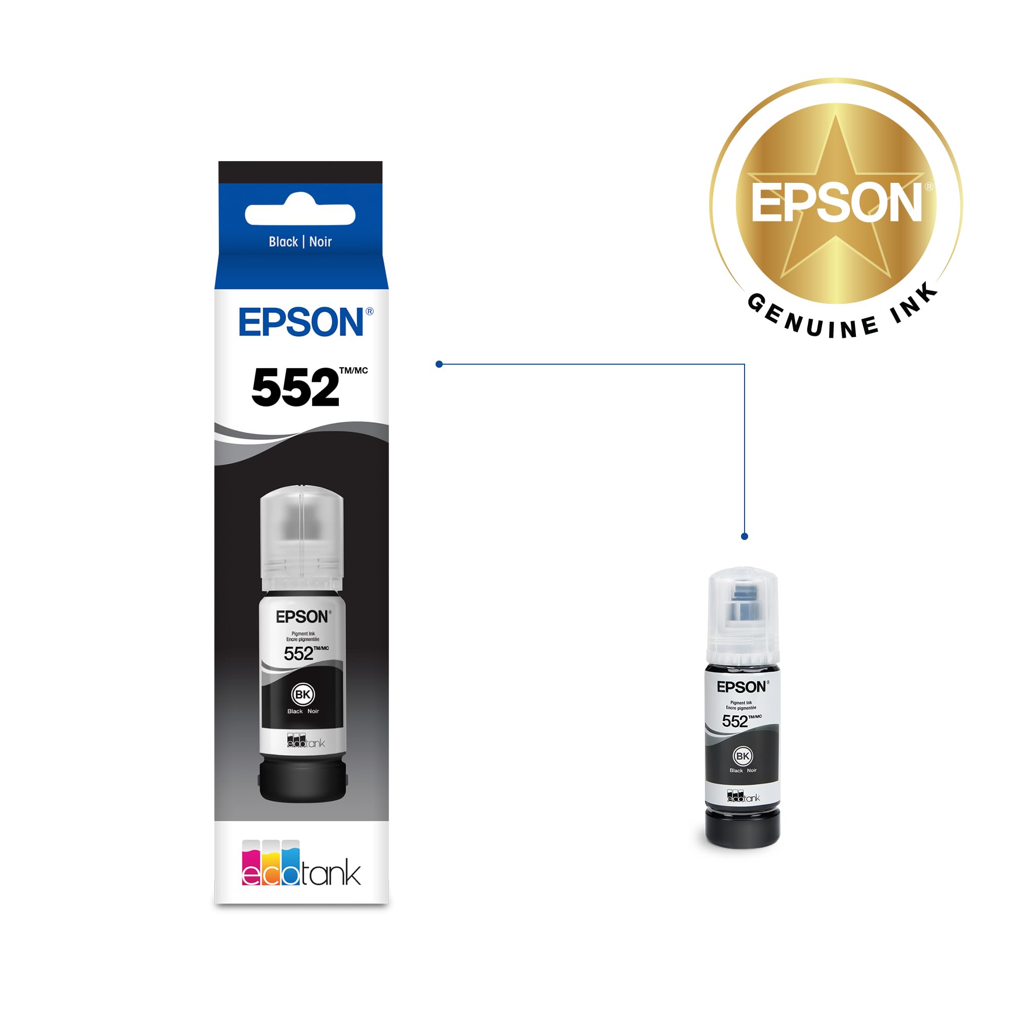 Epson 552 EcoTank Ink Ultra-high Capacity Bottle Magenta (T552320-S) Works with Photo ET-8500, 8550