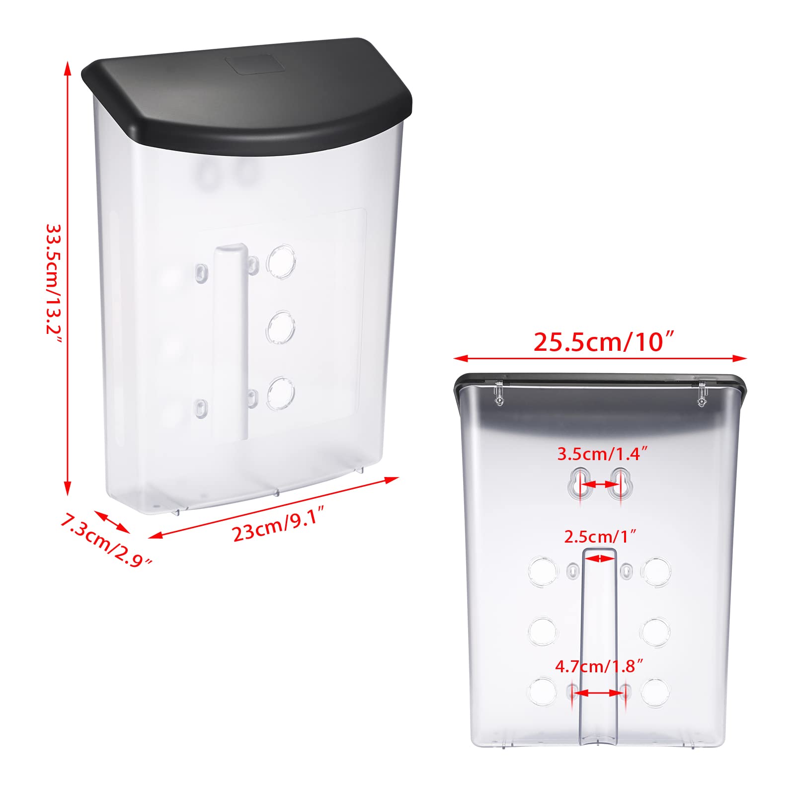 JuxYes Outdoor Literature Display Box with Black lid, Wall Mount Postcard Holder Brochure Holder, Clear Outdoor Document Holder 9.1 * 2.9 * 13.2 inches