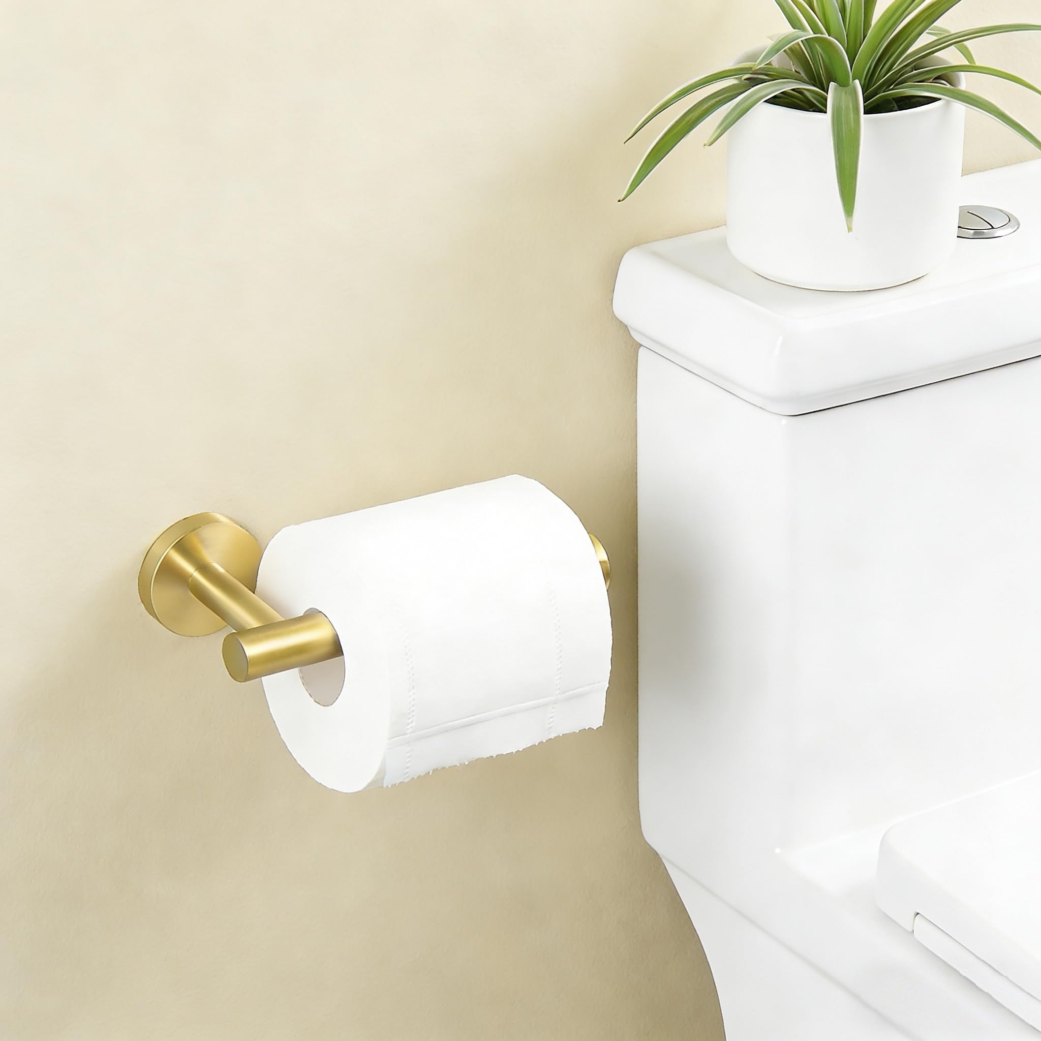 FAIRGIA Toilet Paper Holder Towel Ring Brushed Gold Bathroom Hardware Hand Towel Holder Bathroom Accessories Set Wall Mount Stainless Steel 2 Pieces