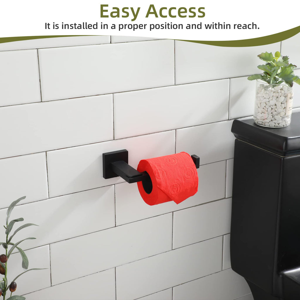 KOKOSIRI Black Toilet Paper Holder for Bathroom Tissue Paper Dispenser Stainless Steel Toilet Roll Holder Hold Mega Rolls Wall Mounted, B2006BK