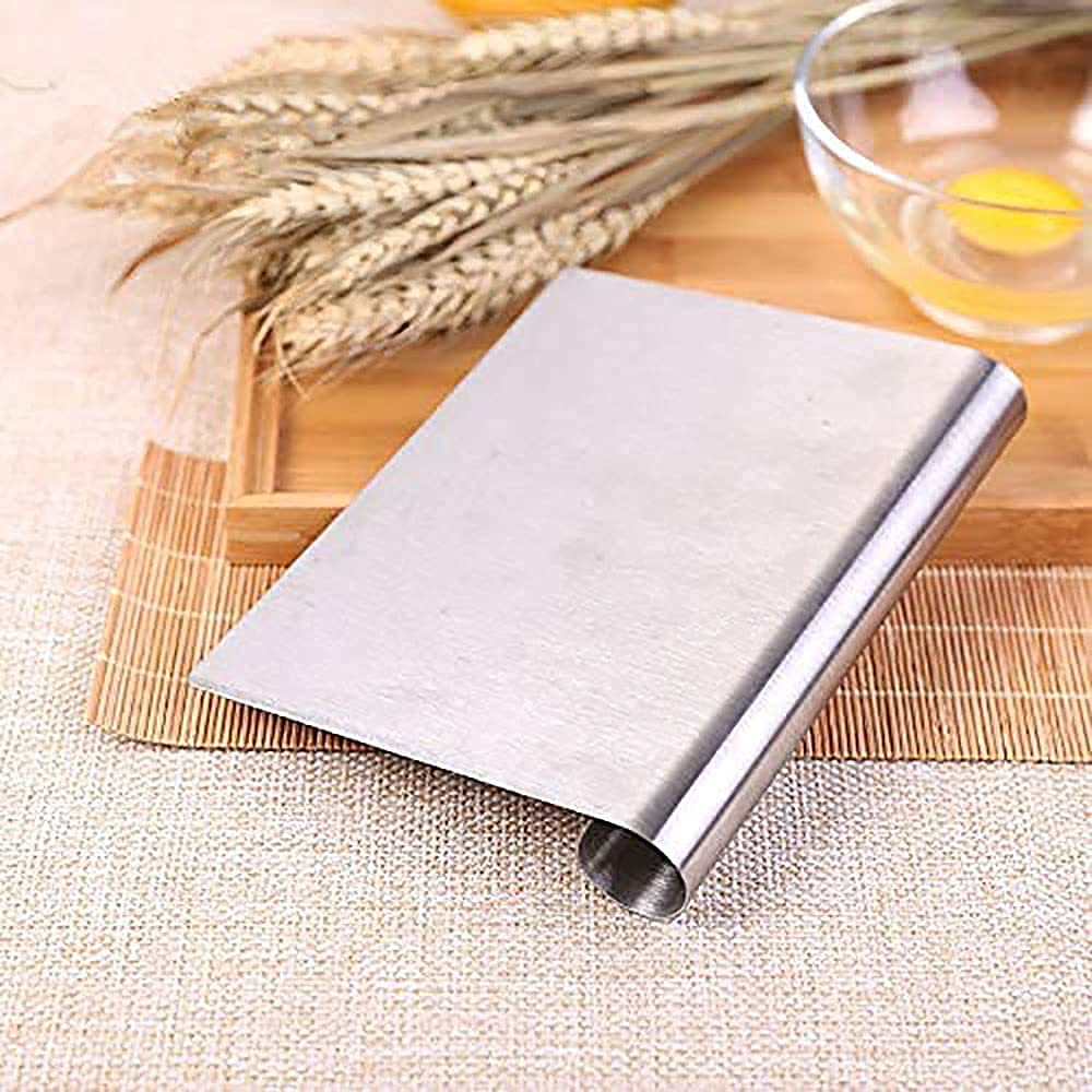 2 Pack Dough Scraper, Stainless Steel Bench Scraper for Baking, Multi-Purpose, Dishwasher Safe, with Measuring Scale, Cut Dough Bread Pastry Pizza Vegetables