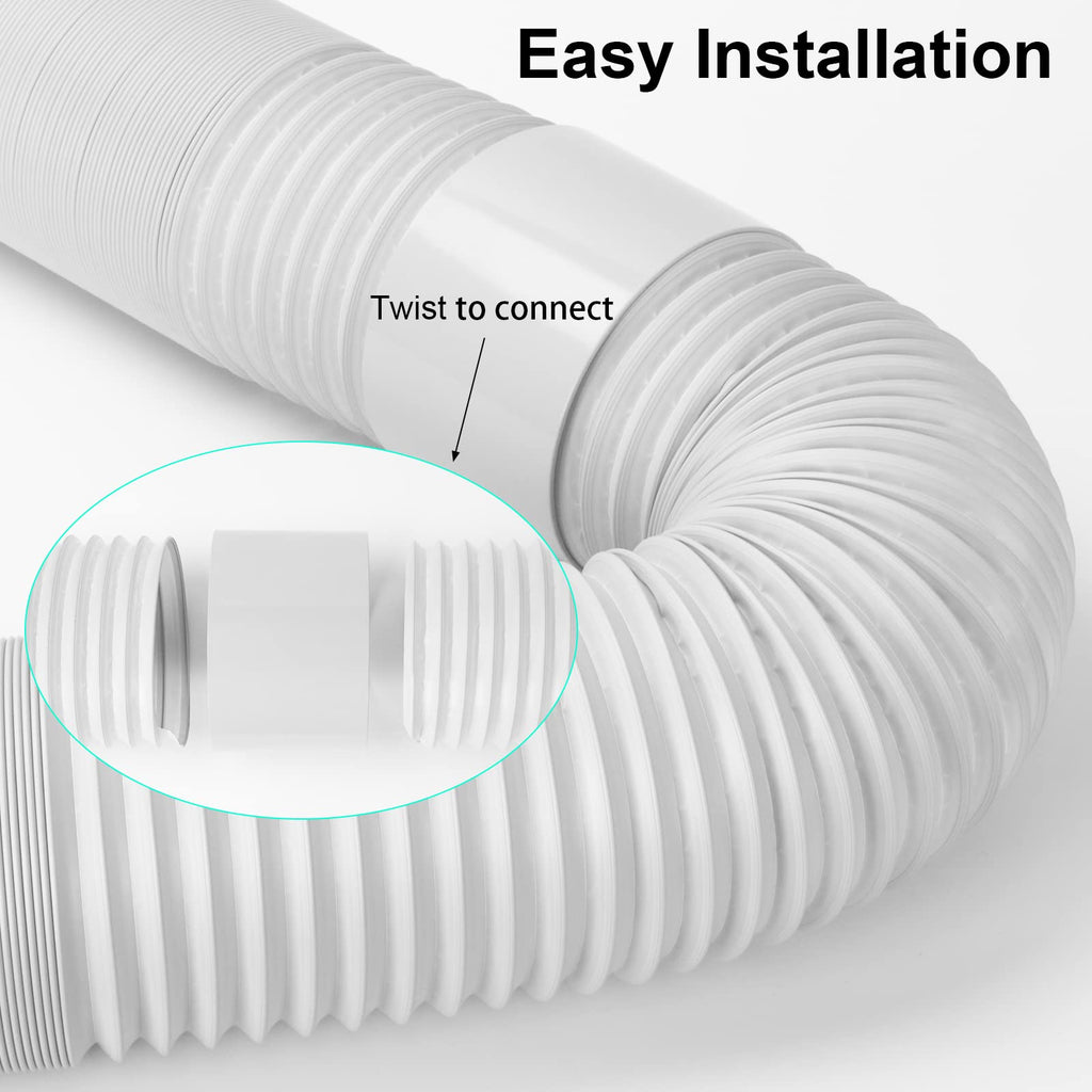 UNAOIWN Portable Air Conditioner Hose with Coupler, 5.9"/15CM Anti-Clockwise Thread Universal AC Exhaust Vent Duct, AC Tube Hose Kit Extension Parts Accessories Length up to 59”
