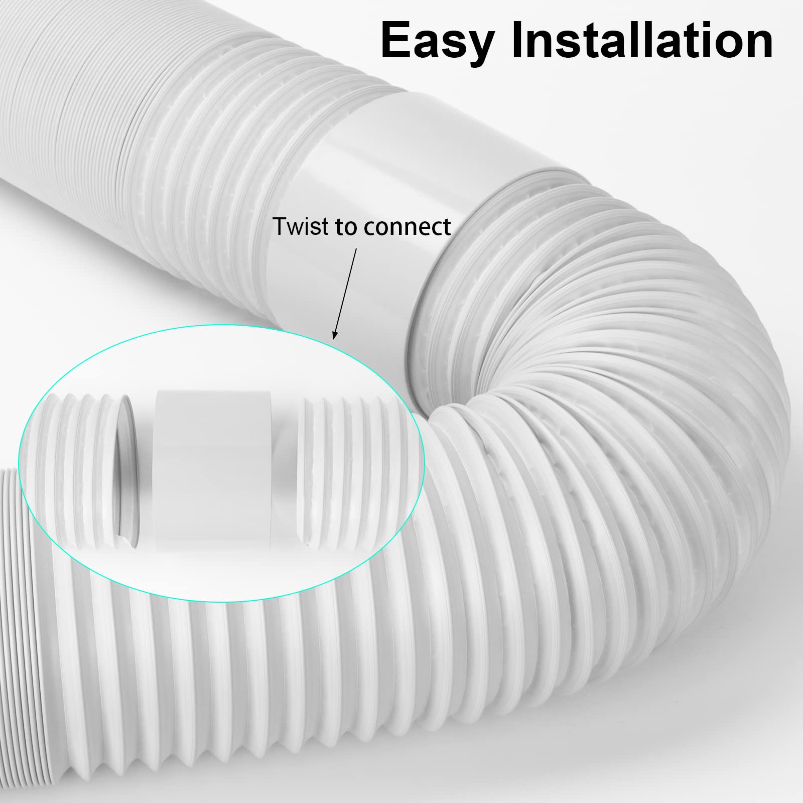 UNAOIWN Portable Air Conditioner Hose with Coupler, 5.9"/15CM Anti-Clockwise Thread Universal AC Exhaust Vent Duct, AC Tube Hose Kit Extension Parts Accessories Length up to 59”