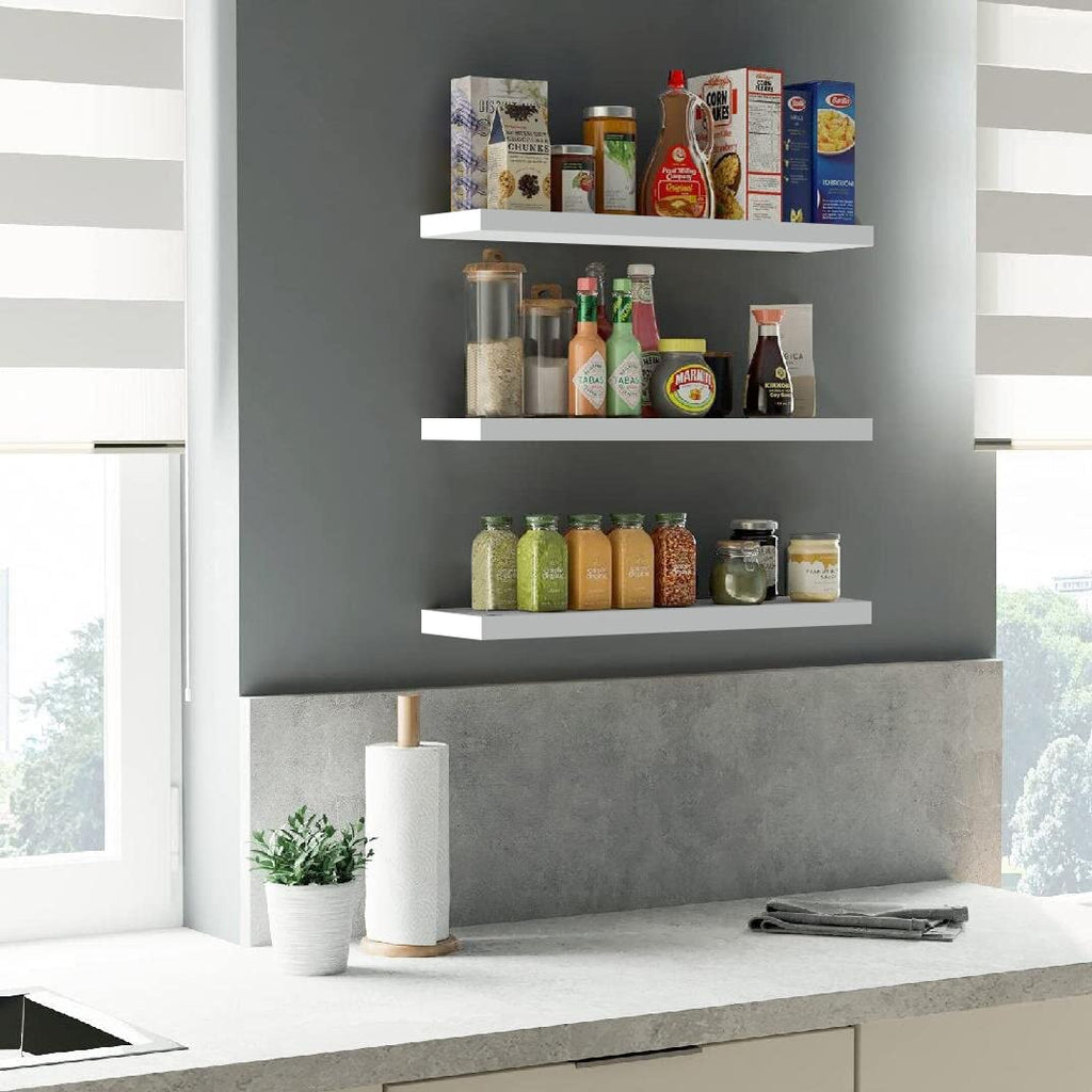 3 Pcs Floating Wooden Wall Shelves Fashion Home Living Room Bedroom Study