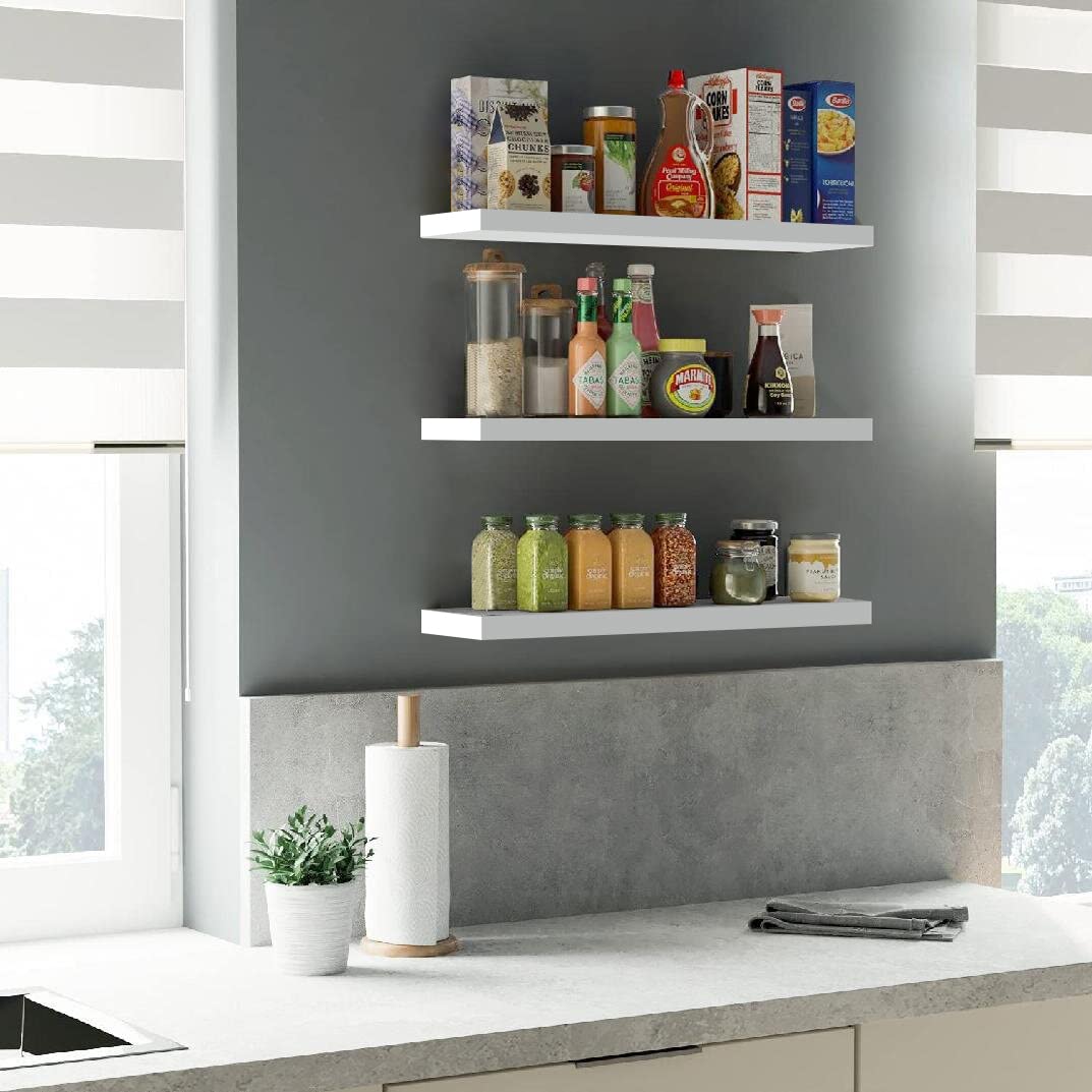 3 Pcs Floating Wooden Wall Shelves Fashion Home Living Room Bedroom Study