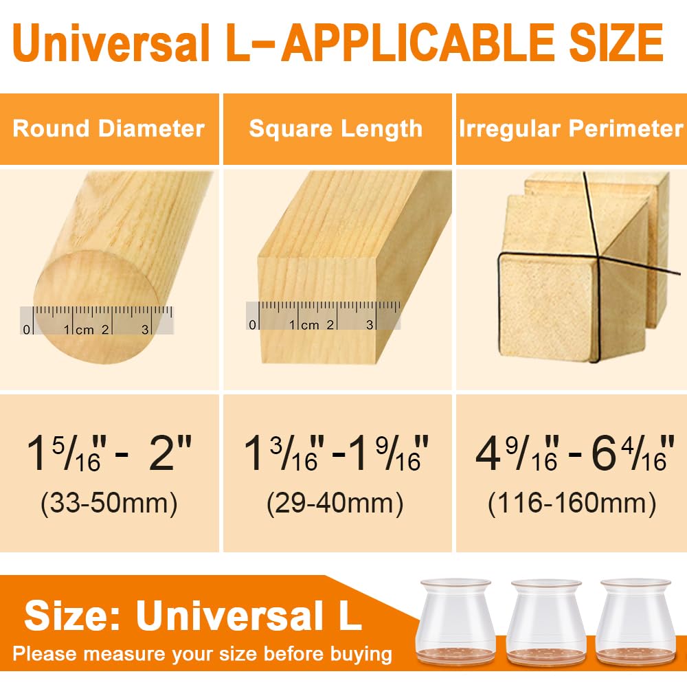 32 Pcs Chair Leg Floor Protectors for Hardwood Floors Silicone Covers to Protect Wood Tile Floors Felt Pads Furniture Leg Caps Anti-Scratch Reduce Noise (Fit:1.3"-2")