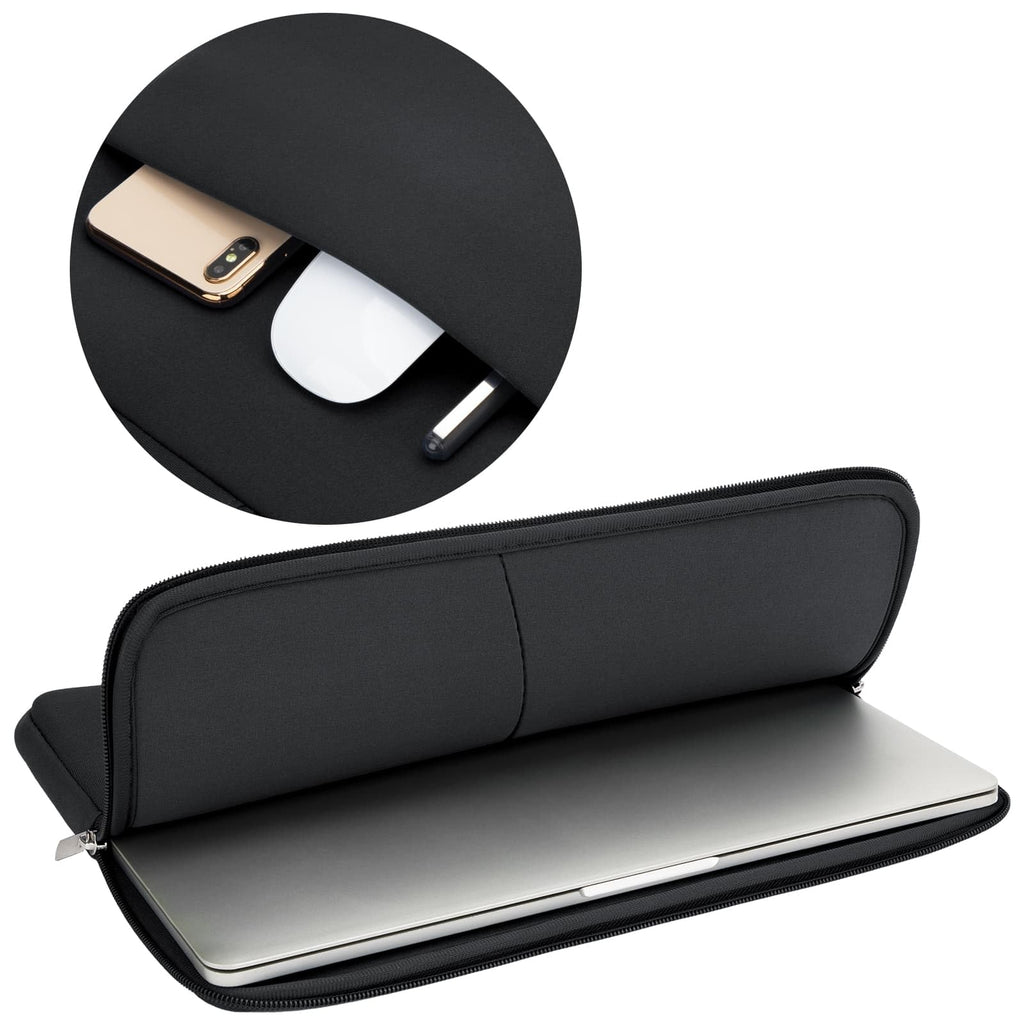 RAINYEAR 16 Inch Laptop Sleeve Soft Case with Front Pocket & Accessories Pouch, Specially Compatible with 16" MacBook M1 M2 M3 M4 M5 A2141 A2485 A2780 A2991 A3403 A3186 A3428 A3429(Black)