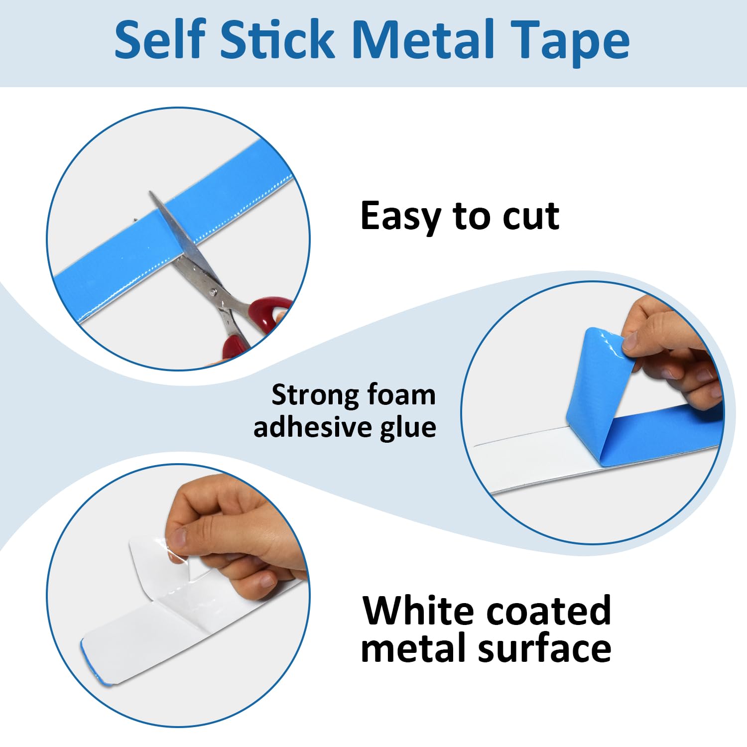 Yamsop Adhesive Metal Strips for Magnets (1.4" x 10 ft), Metal Tape Self Adhesive for Magnets, Ferrous Tape Metal Tape Self Adhesive