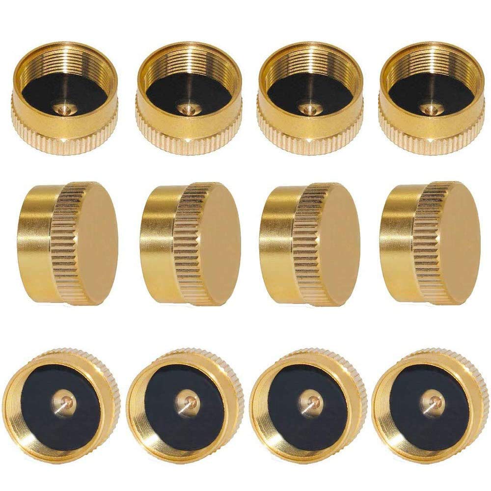 YOUHO 12pcs Brass Refill Cap 1 LB Propane Bottle Cap Gas Tank Cylinder Sealed Cap Protect Cap
