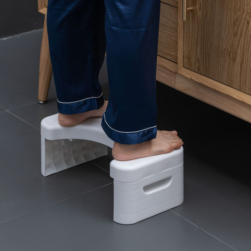 Toilet Step Stool, Toilet Footstool, Toilet Assistance Steps, Bathroom Toilet Stool, Kids Tot Step Stool, Foldable Toilet Stool, Fits All Toilets, Folds for Easy Storage(White)