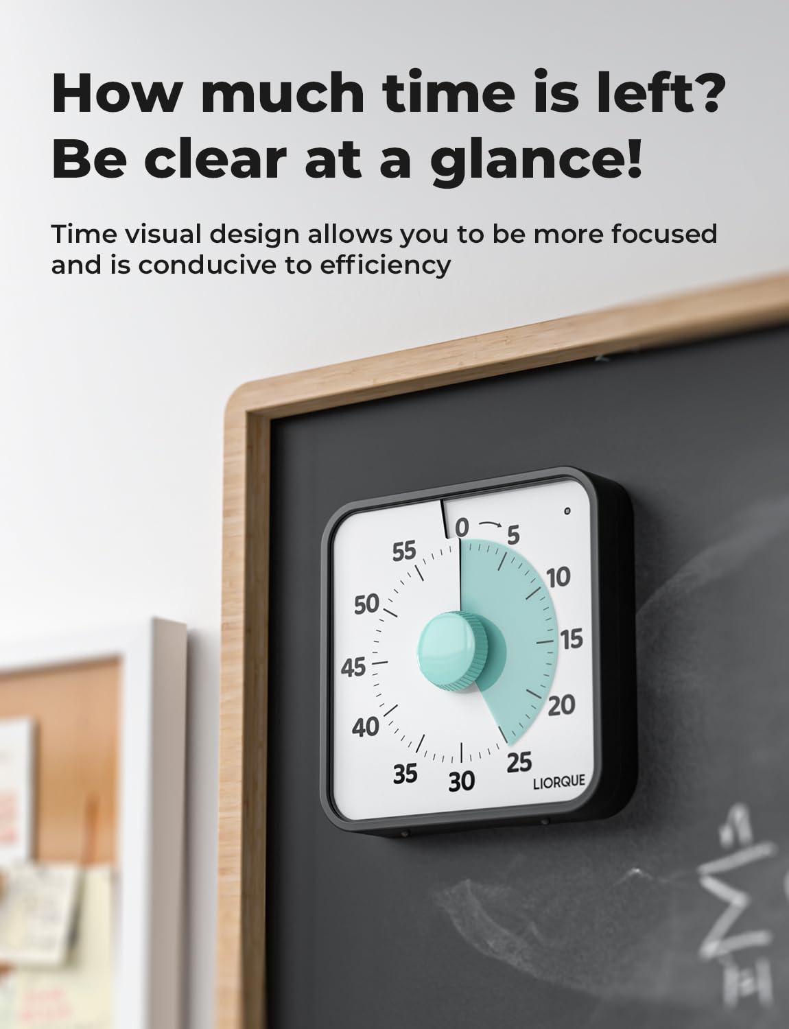 LIORQUE 19cm Visual Timer Large Timer for Classroom, 60 Minute Countdown Timer No Ticking with Magnetic Back, 3 Level Volumes & Vibrating & Light Alarm