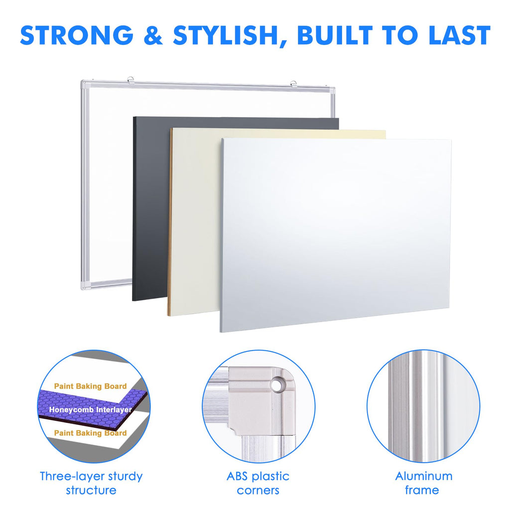 Magnetic Dry Erase Board for Doors, 24x18 Inch Whiteboard with Adjustable Long Arm Hook Mount - Easy to Install, Portable Hanging White Board for Home, Dorm Room, Office Cubicle & Small Spaces