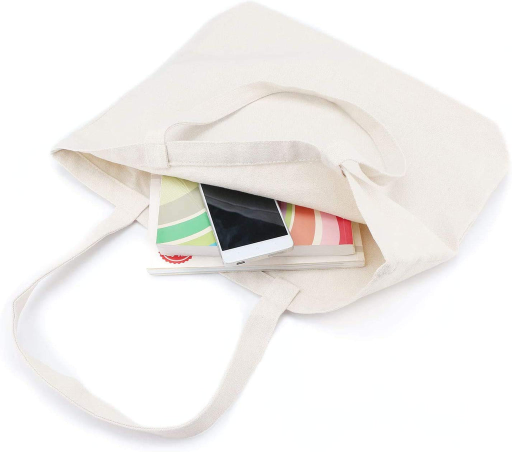Canvas Tote Bags with Bottom Gusset, 6x Segarty Large and Heavy Duty 12Oz Blank Cotton Cloth Reusable Bags for DIY Crafts, Shopping, Groceries, Books, Welcome Bag, Diaper Bag, Beach (20''x15''x7.7'')