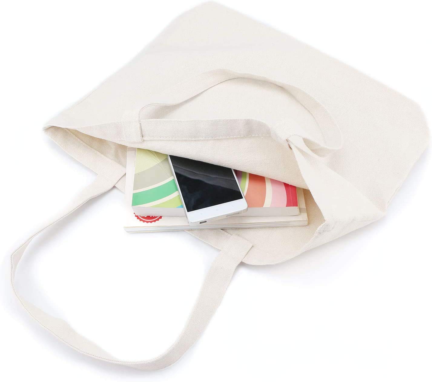 Canvas Tote Bags with Bottom Gusset, 6x Segarty Large and Heavy Duty 12Oz Blank Cotton Cloth Reusable Bags for DIY Crafts, Shopping, Groceries, Books, Welcome Bag, Diaper Bag, Beach (20''x15''x7.7'')