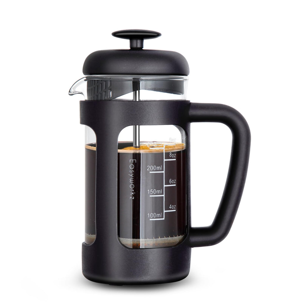 Easyworkz French Press 350ml Coffee Tea Maker with Borosilicate Glass,Soft Grip Handle