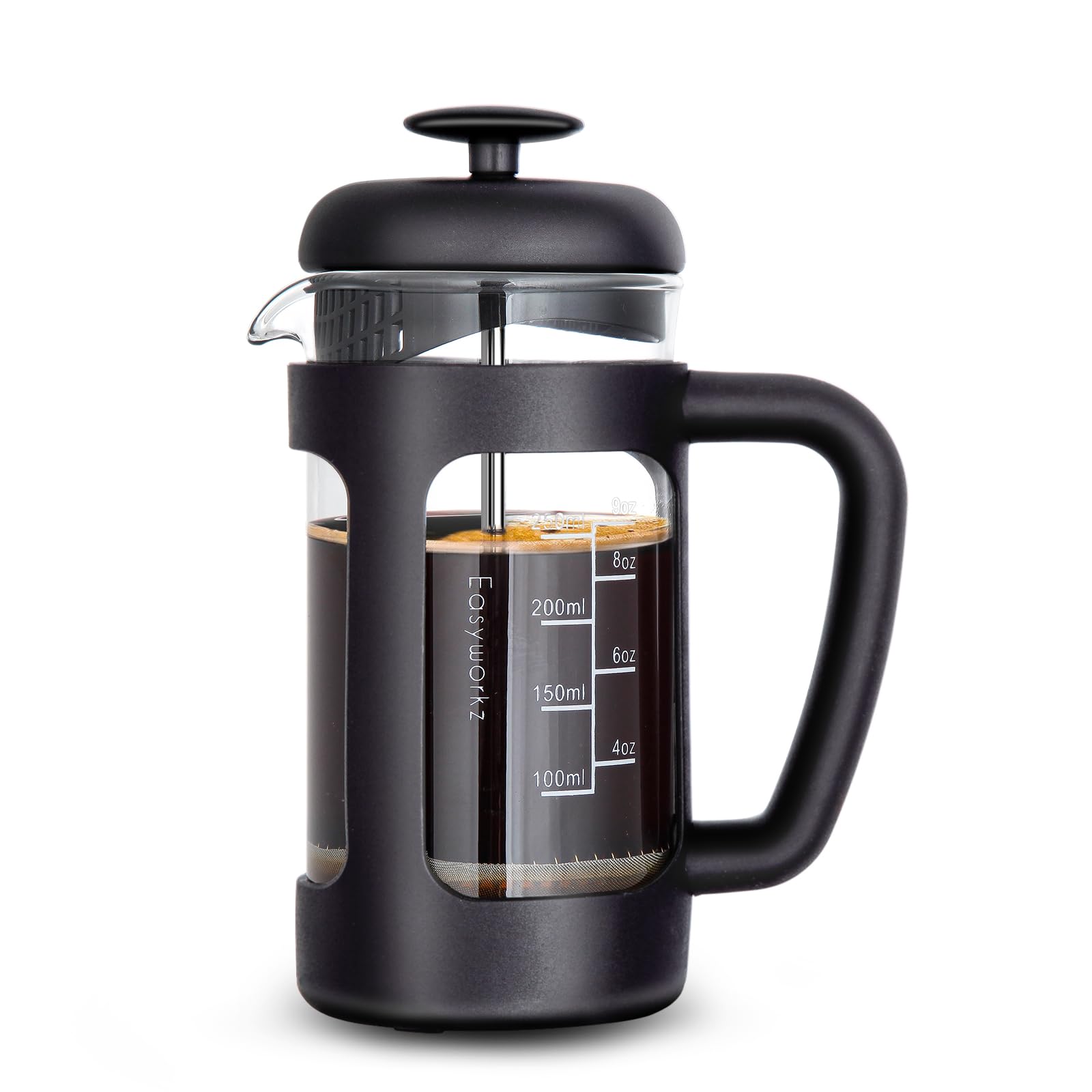 Easyworkz French Press 350ml Coffee Tea Maker with Borosilicate Glass,Soft Grip Handle