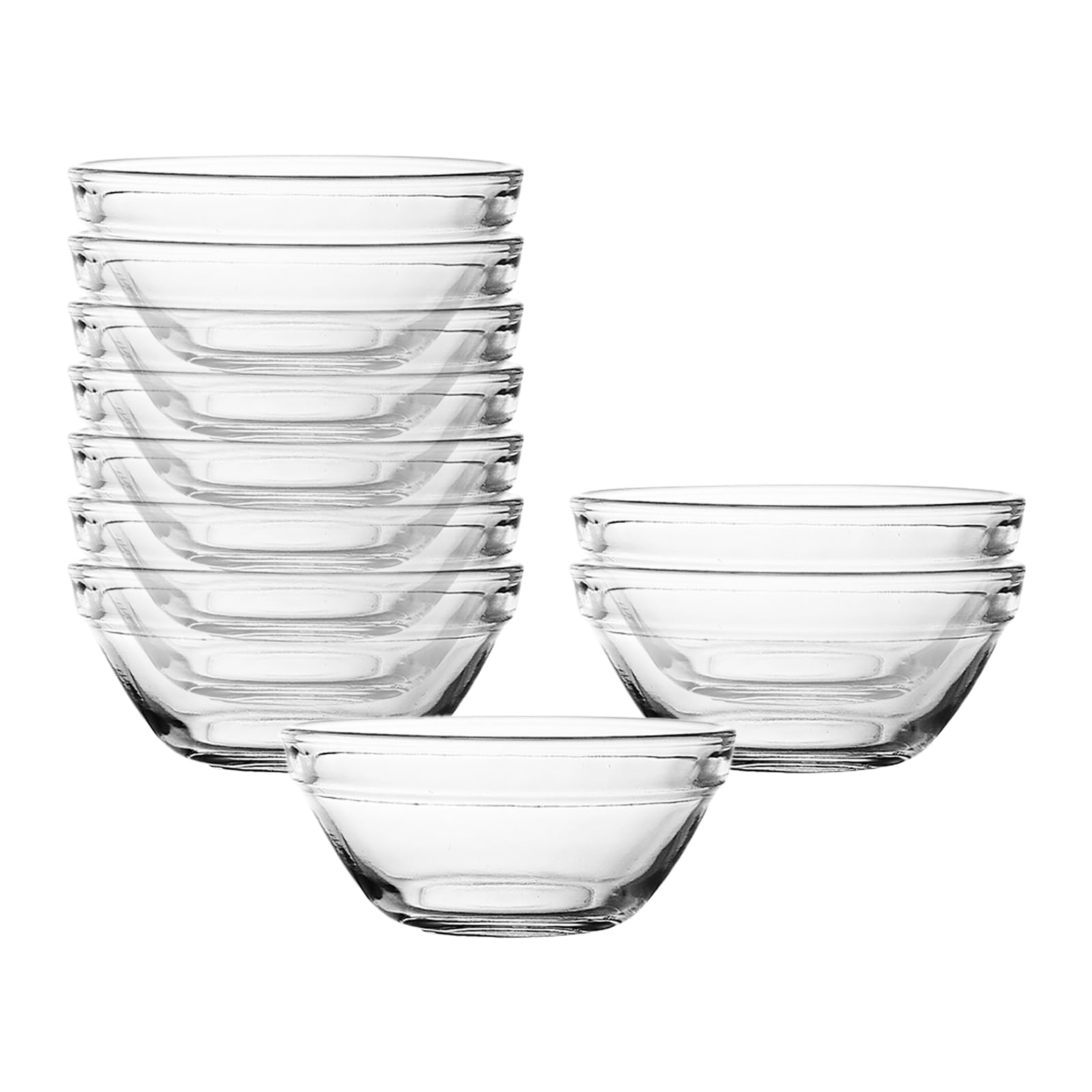 SKTMH 10Pcs Mini Glass Bowls 2.4Oz Small Prep Bowls Stackable Pinch Bowls Small Prep Dishes Ingredient Bowls for Dipping Spices Sauce