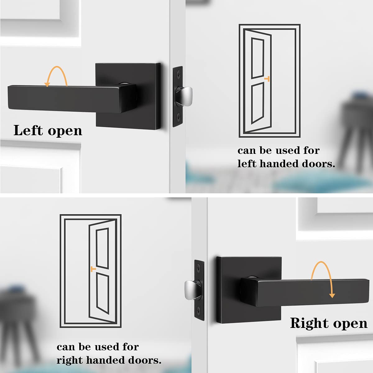 Probrico Interior Black Door Handles, Heavy Duty Passage Lever Door Handle for Closet Hallway Indoor Handles