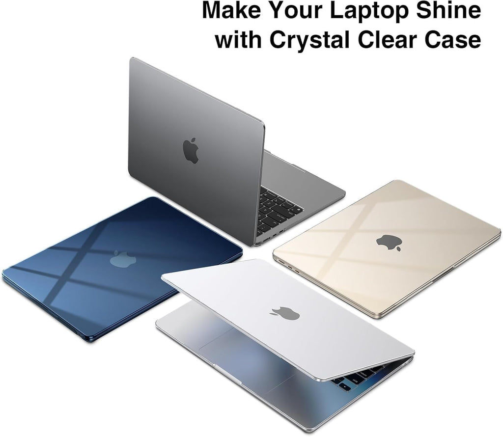 EooCoo Compatible with MacBook Air 15 inch Case 2026-2023 M5 A3448 M4 A3241 M3 A3114 M2 A2941 Liquid Retina Display, Protective Hard Shell Case + Keyboard Cover + Screen Protector, Crystal Clear