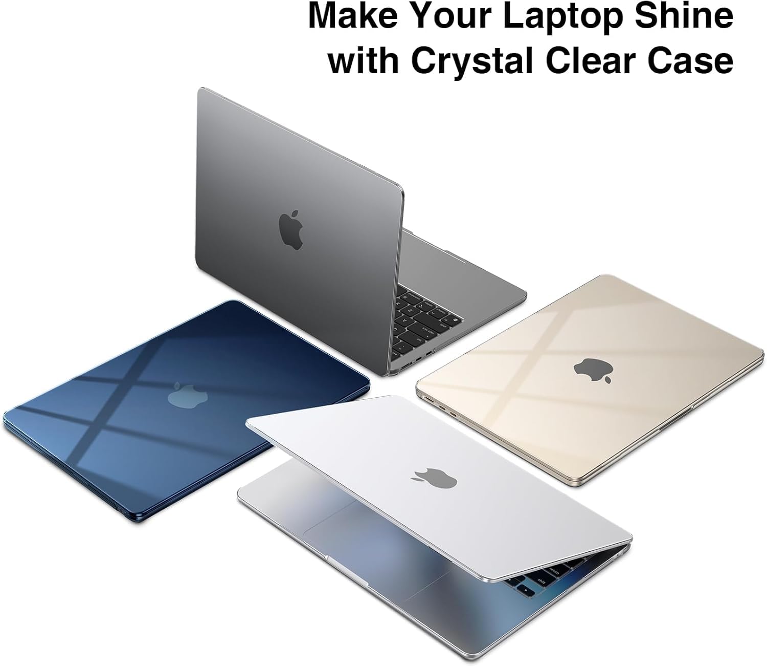 EooCoo Compatible with MacBook Air 15 inch Case 2026-2023 M5 A3448 M4 A3241 M3 A3114 M2 A2941 Liquid Retina Display, Protective Hard Shell Case + Keyboard Cover + Screen Protector, Crystal Clear