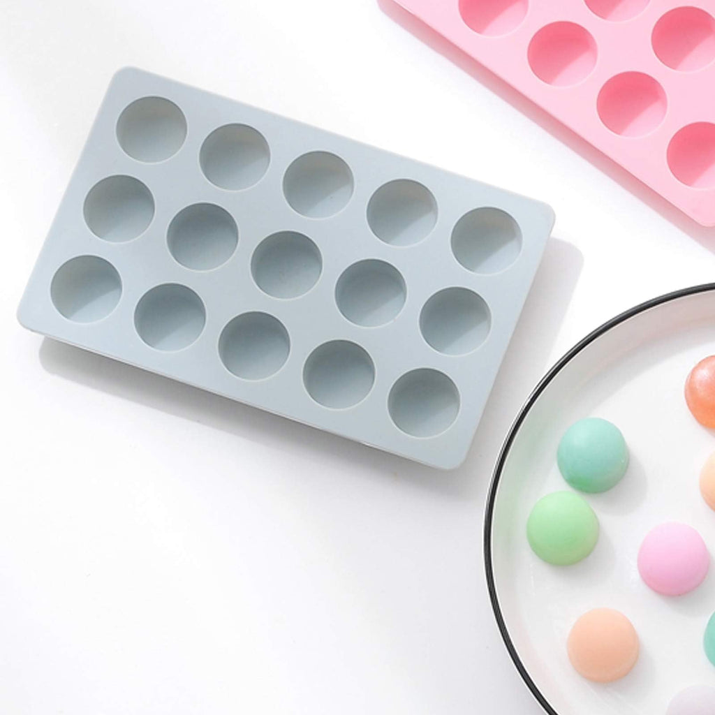 REKIDOOL 3 Pieces Candy and Chocolate Silicone Molds Set Non-Stick Including Heart, Round, Square Baking Mold for Hard Candy, Gummy, Hot Caramel, Ice, Cake, Jello, Ganache (Blue)