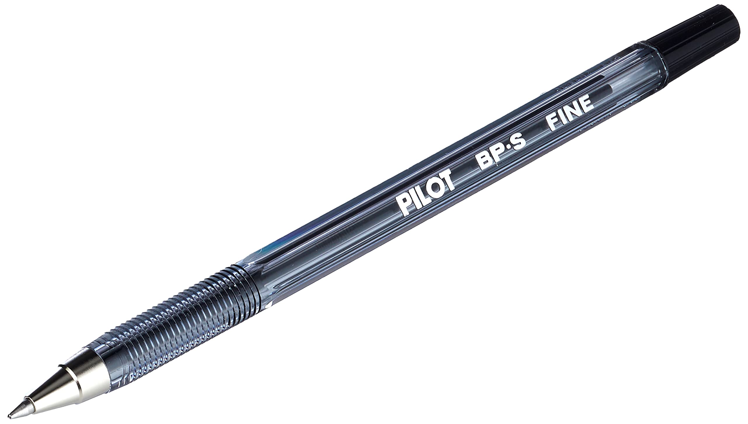 Pilot - BP-SF - Refillable Ballpoint Pen Fine point - Crystal Plastic Body with Cap - Black - Set of 12