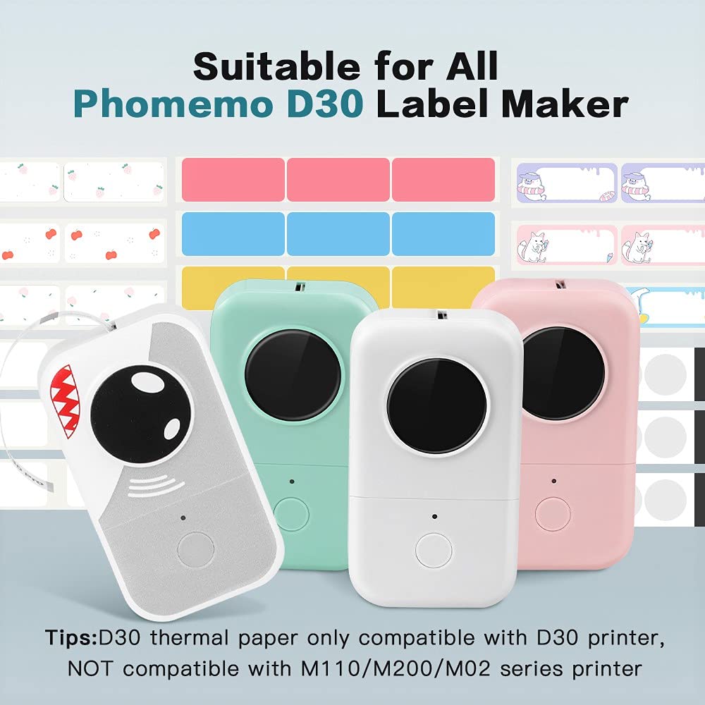 Phomemo Labels- D30 Label Maker Tape Refill,0.47" X 1.57" (12mm X 40mm) 160 Labels/Roll Thermal Self-Adhesive Label Paper, Holiday Gift Supplies Labeling Tape,Name Tag,Black on White