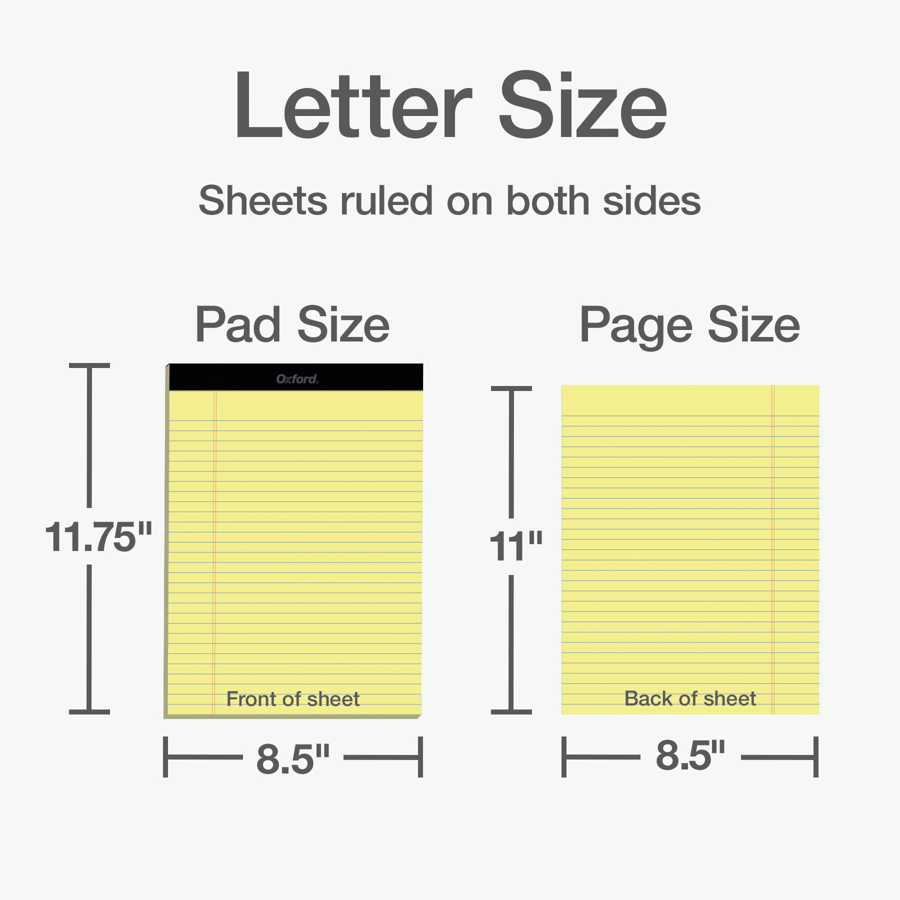 Oxford Legal Pads, 8.5 x 11 Inch, Wide Ruled, Yellow Paper, 50 Sheets per Pad, 12-Pack Notepads for School, Office, Lists, and Note Taking, Letter Size, Double-Sided Writing Pages