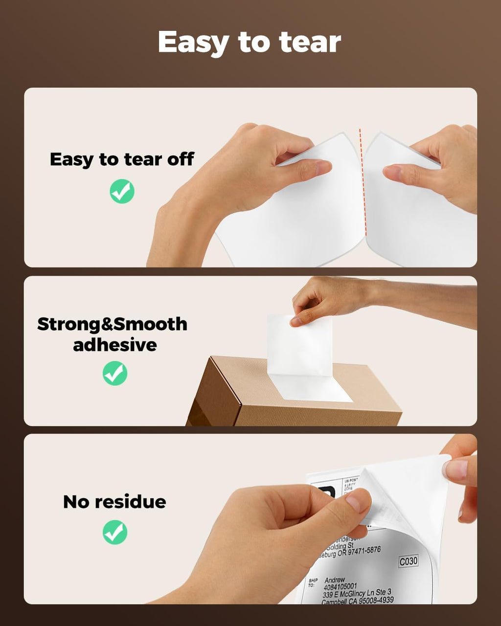 SVANTTO 4x6 Thermal Labels, Strong Adhesive and Perforated Shipping Labels, Thermal Printer Labels for Mailing Postage Address, Compatible with Rollo, Munbyn, Zebra & Nelko Printer（500Pcs/Stack）