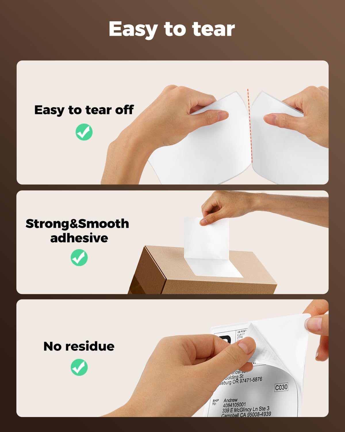 SVANTTO 4x6 Thermal Labels, Strong Adhesive and Perforated Shipping Labels, Thermal Printer Labels for Mailing Postage Address, Compatible with Rollo, Munbyn, Zebra & Nelko Printer（500Pcs/Stack）