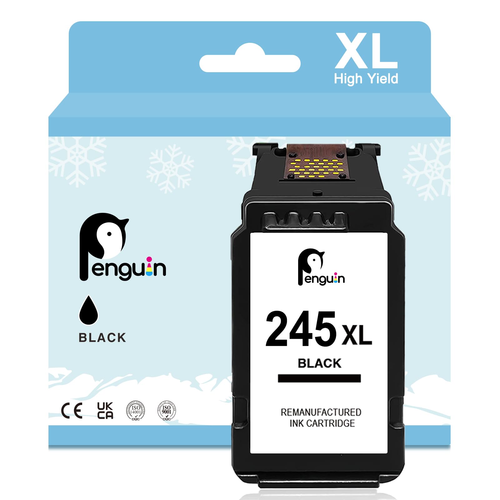 Penguin Printer Ink PG-245XL Black for Canon TS3420 Ink TS3400 TS3425 TS3429 MX490 MX492 TS3100 TS3120 TS3122 TR4527 TR4520 TR4500 MG2525 MG2929 IP2820 Canon Ink 245 XL pg245 Remanufactured 1-Pack