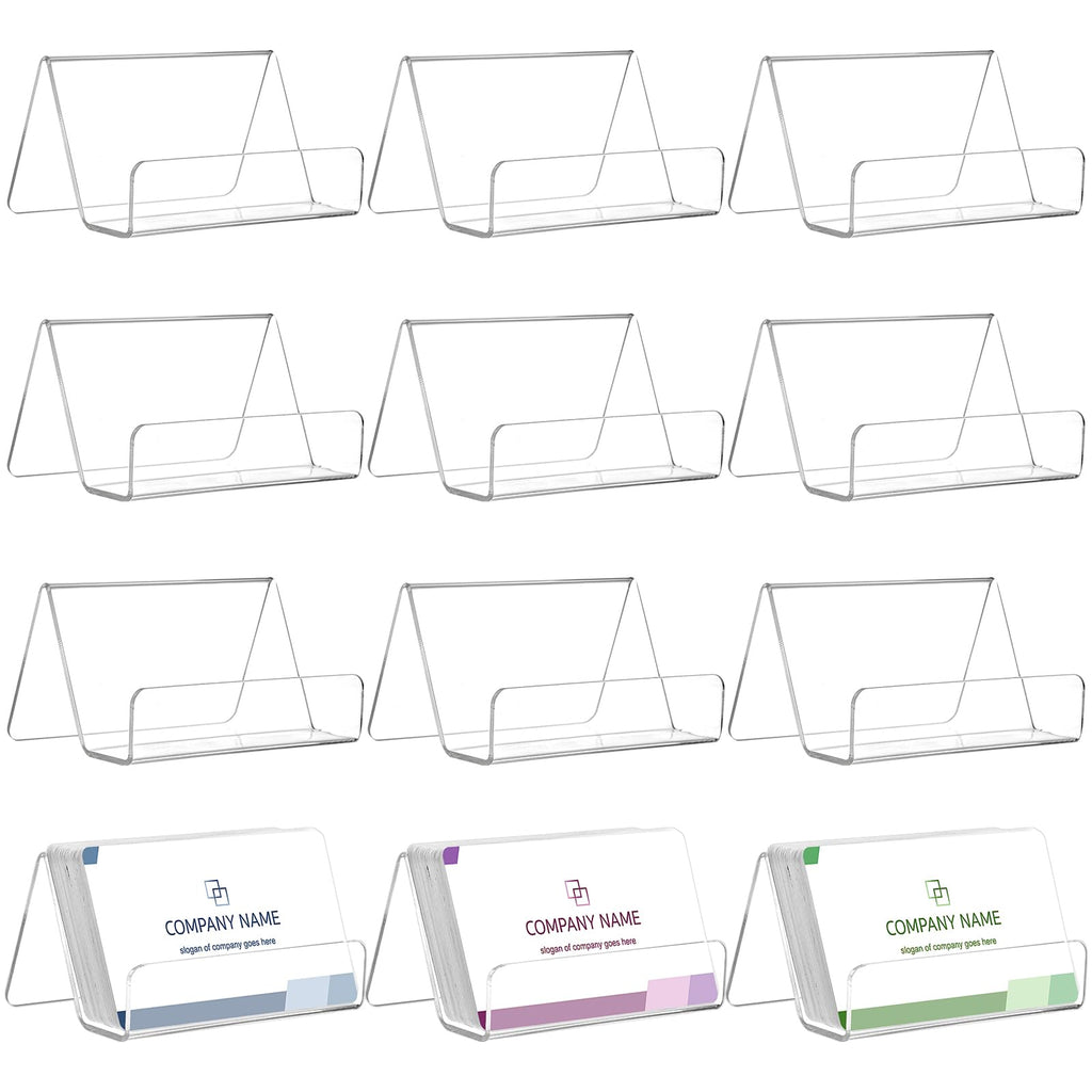 Hedume 12 Pack Clear Acrylic Business Card Holder for Desk, Office & Home, Holds 30-50 Cards