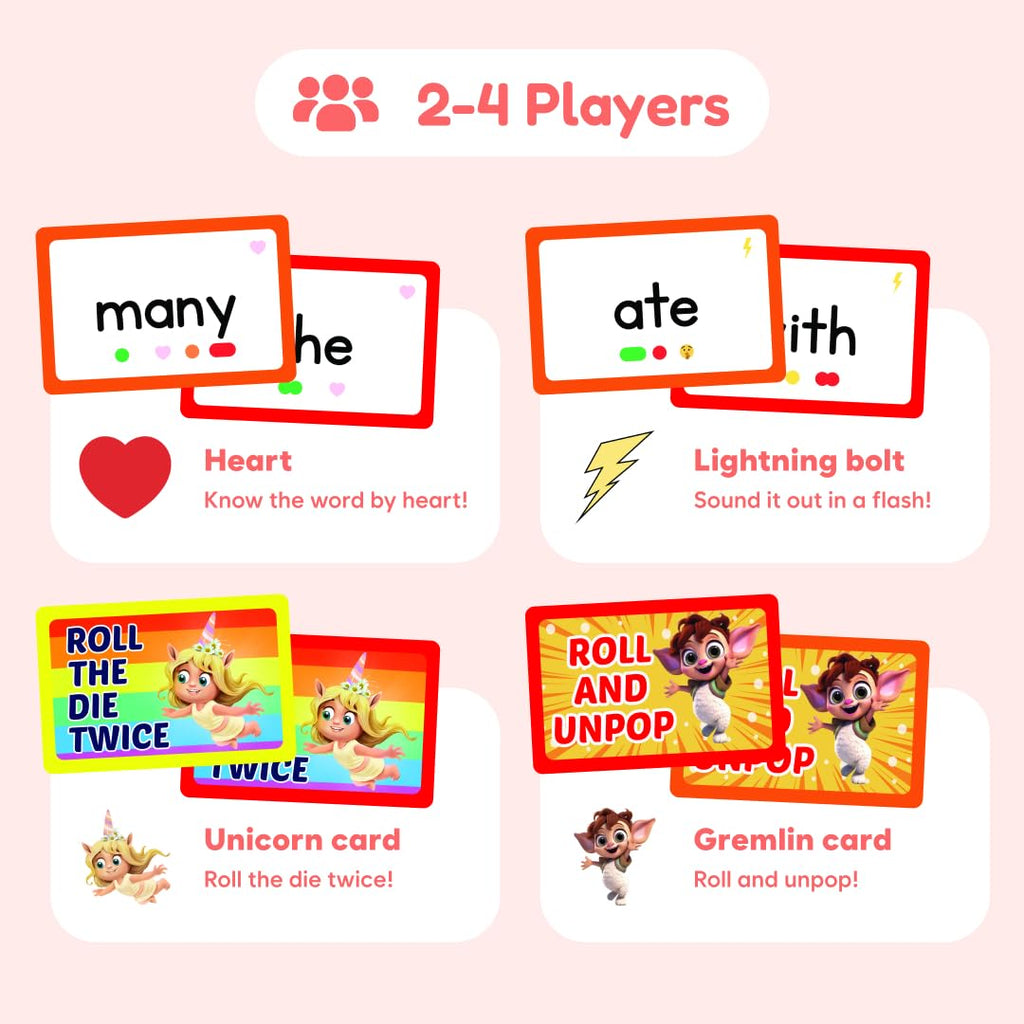 THE Fidget Game Sight Words - Learn to Read in Weeks, Master 220 High-Frequency Dolch Sight Words. Curriculum-Appropriate Reading Game for Pre-K to Grade 3 - NO-Letters Popping Mats & Dice Included