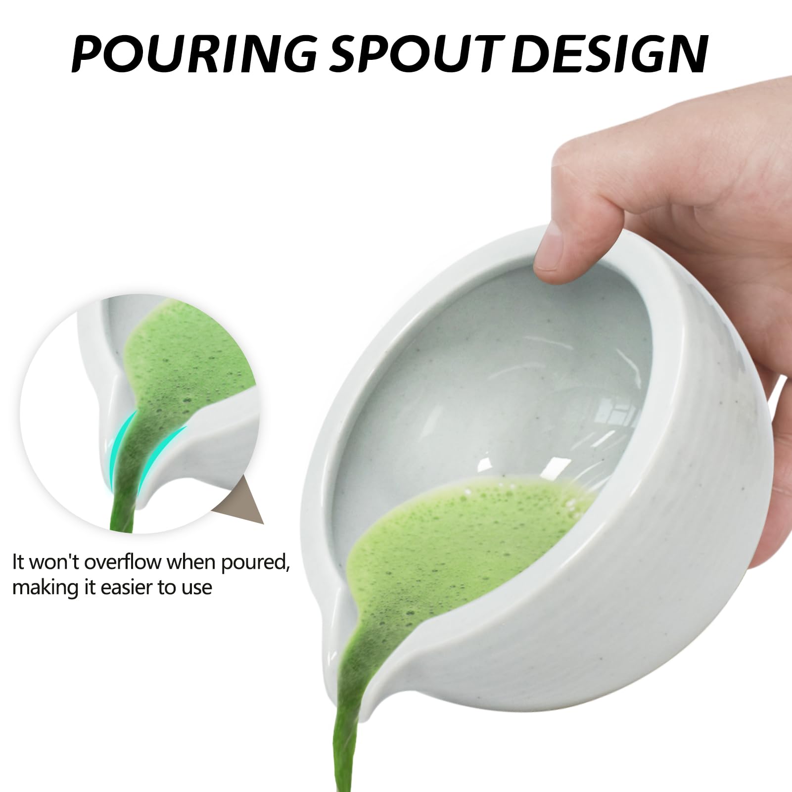 Artcome Matcha Ceremony Kit for Japanese Tea Ceremony, Bowl with Pouring Spout, Whisk, Tea Scoop, Matcha Powder Strainer, Matcha Tea Set for Making Usucha, Koicha and Matcha Latte (Cyan)