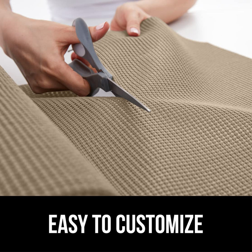 GORILLA GRIP Drawer and Shelf Liner, Strong Grip, Non Adhesive Easiest Install Mat, 12 in x 20 FT, Durable Organization Liners, Kitchen Cabinets Drawers Cupboards, Bathroom Storage Shelves, Beige