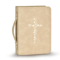 LISWIT Mother's Day Gift Bible Cover for Women, Large Bible Case - Durable PU Leather Carrying Bag Sleeve, Christian Gifts for Women, Girls, Teens (Beige/Gold)