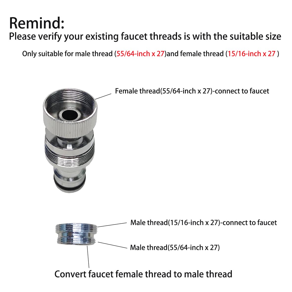 Dishwasher,washer Snap Coupling Adapter,shower hose, garden hose(3/4GHT) quick connection, for Bathroom/kitchen,sink to hose adapter Faucet Hose, Sink Quick-fit Attachment (Quick-Connect)