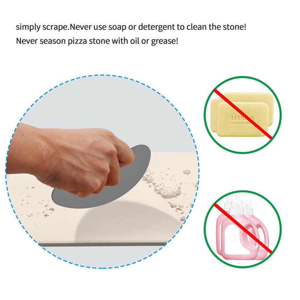 AILUROPODA Pizza Stone for Oven and BBQ with Bamboo Pizza Peel and Scraper（High Temperature Version）